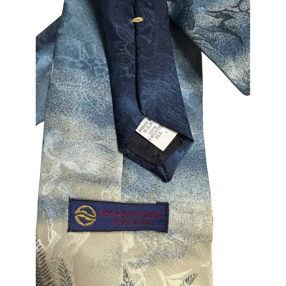 Vintage Endangered Species Dinosaur Necktie Brontosaurus Tie Jurassic Silk Blend